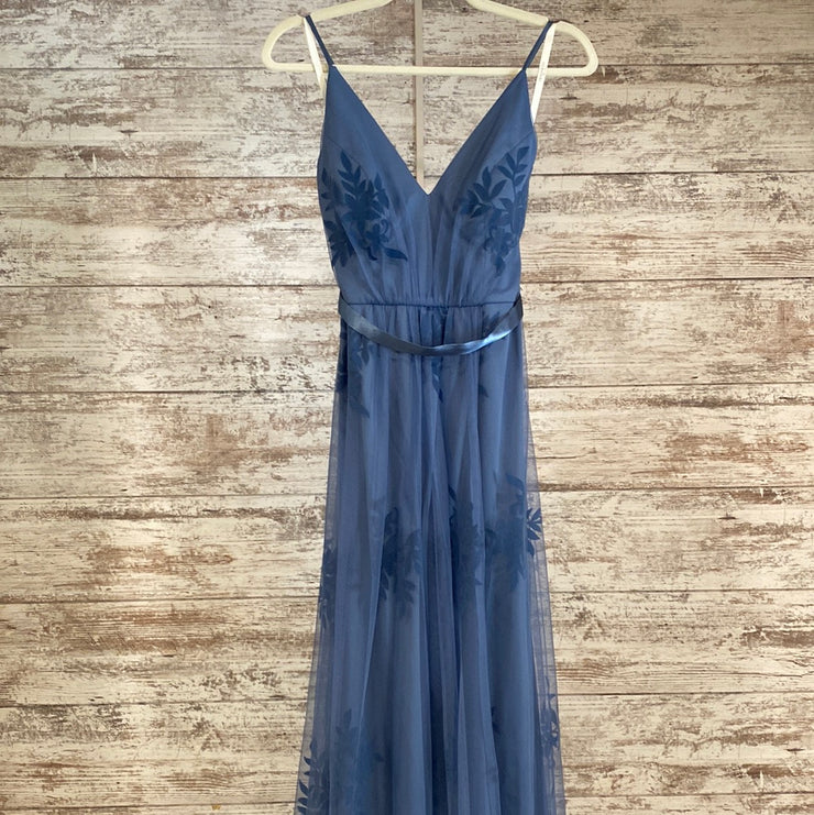 BLUE/FLORAL A LINE GOWN