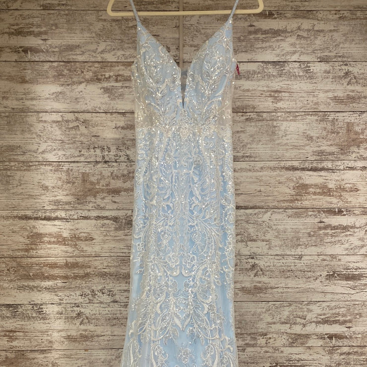 BLUE SPARKLY LONG EVENING GOWN