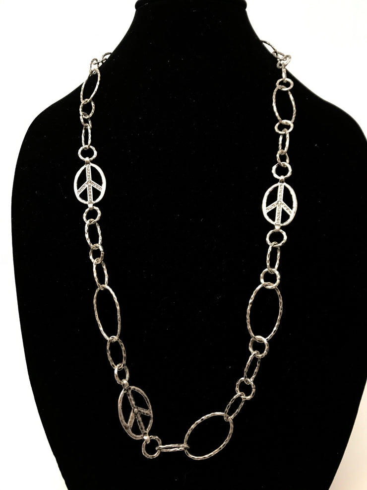 SILVER PEACE SIGN NECKLACE