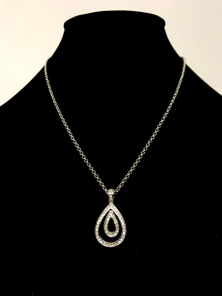 SILVER GEM TEARDROP NECKLACE