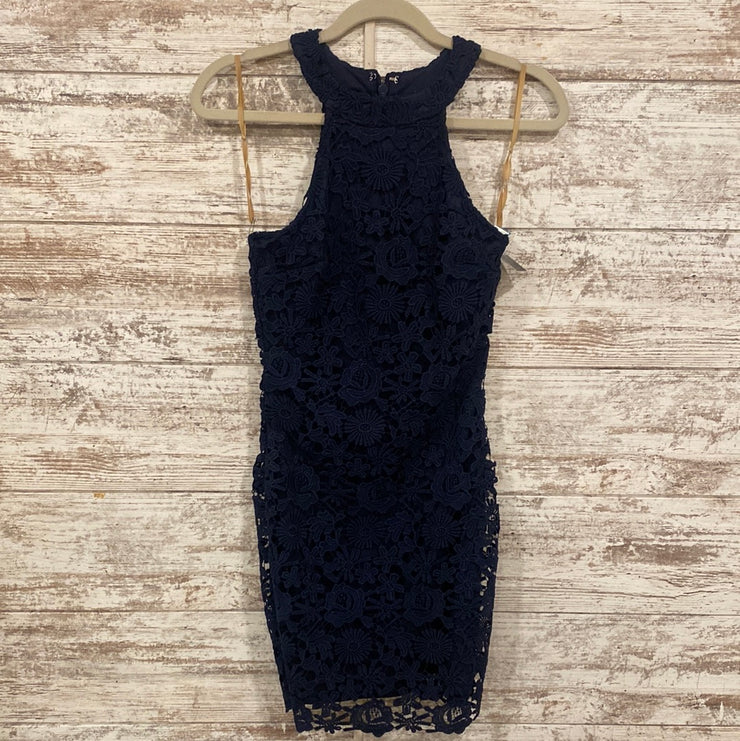 NAVY LACE SHORT DRESS