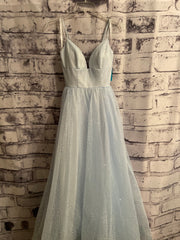BLUE SPARKLY A LINE GOWN