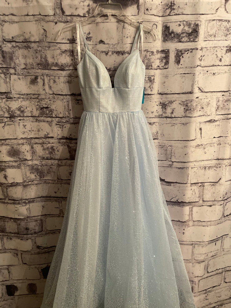BLUE SPARKLY A LINE GOWN