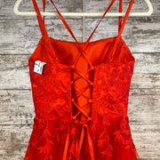 RED/FLORAL A LINE GOWN