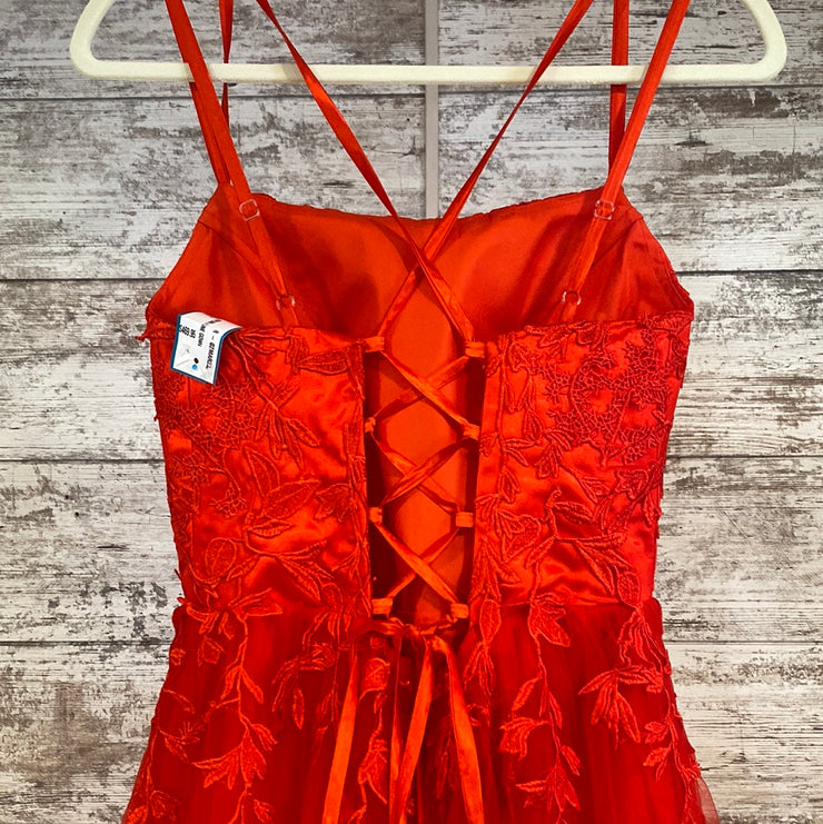 RED/FLORAL A LINE GOWN