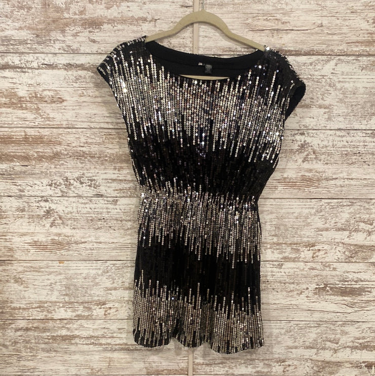 BLACK/SILVER SEQUIN SHORT DRES