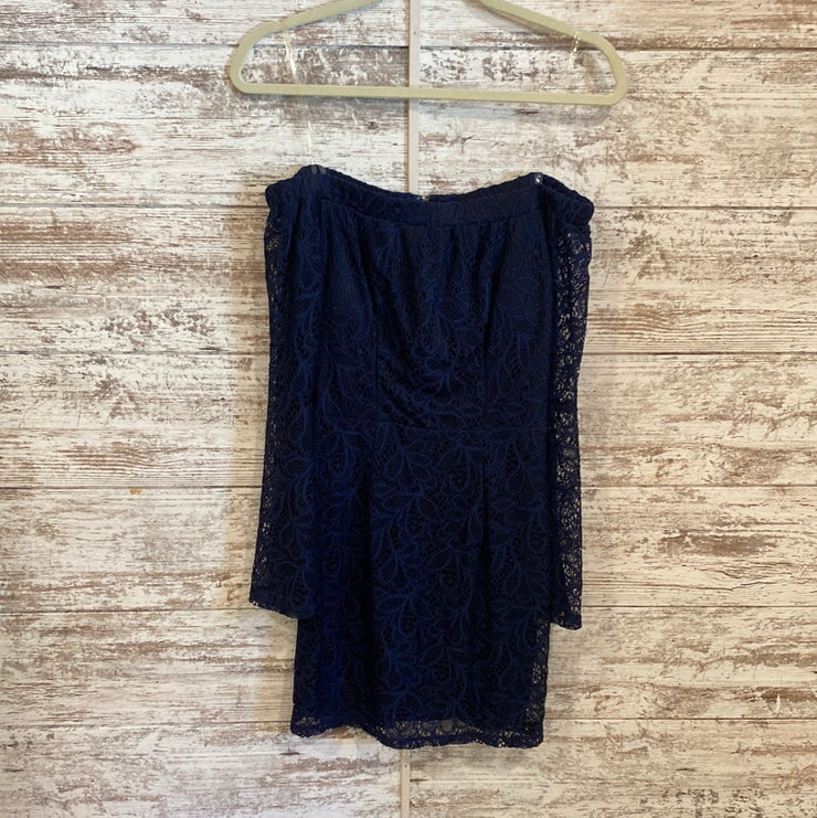 NAVY LACE SHORT DRESS