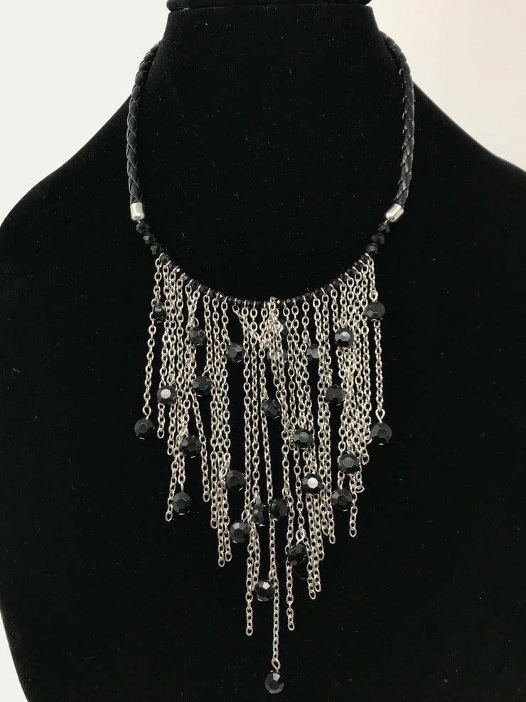 SILVER/BLACK BEADED NECKLACE