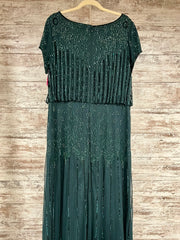 GREEN BEADED LONG EVENING GOWN