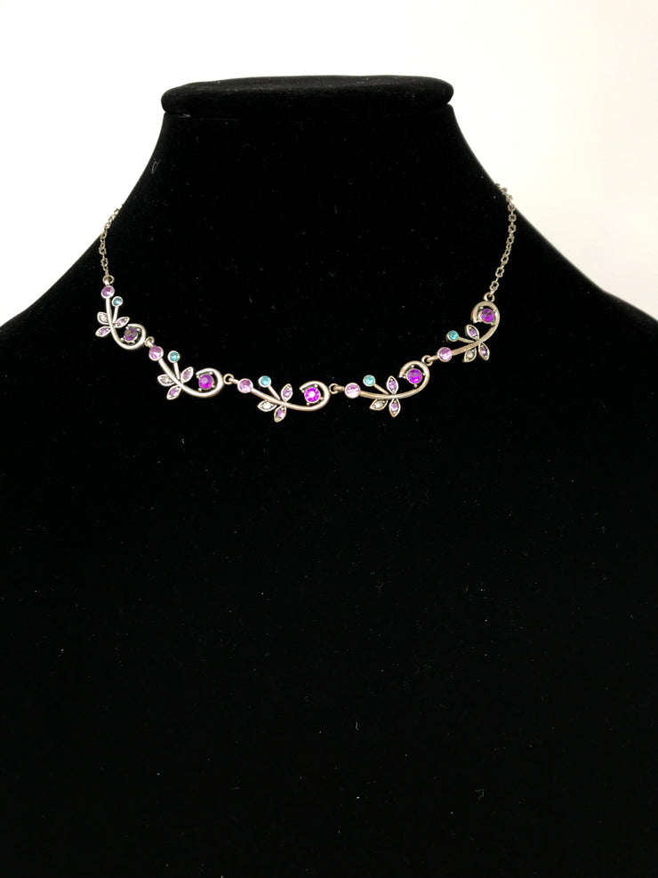 SILVER BRANCH W/GEMS NECKLACE