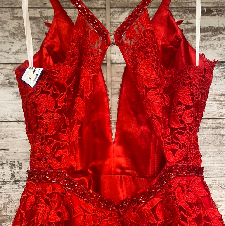 RED/FLORAL A LINE GOWN