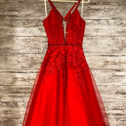 RED/FLORAL A LINE GOWN