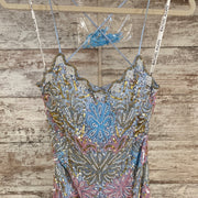 BLUE/PINK BEADED LONG DRESS