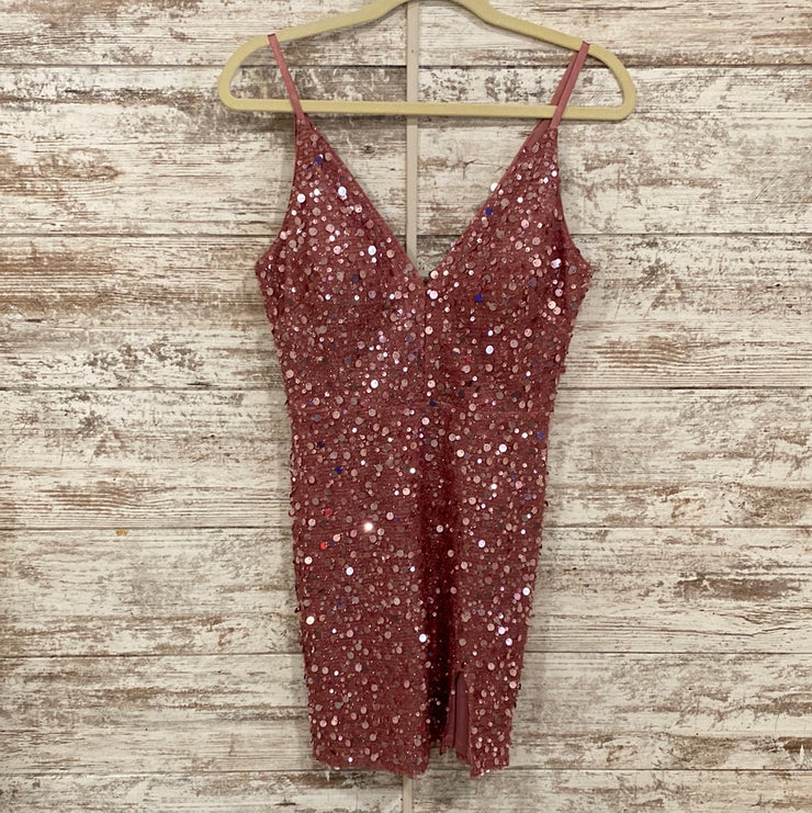 PINK SEQUIN SHORT DRESS