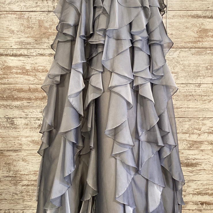 GRAY RUFFLED A LINE GOWN (NEW)