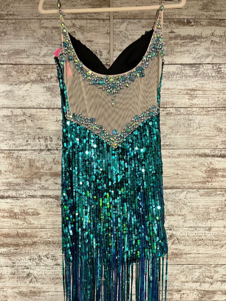 TURQUOISE FRINGE DRESS Savvy Seconds Boutique TURQUOISE FRINGE DRESS Savvy Seconds Boutique