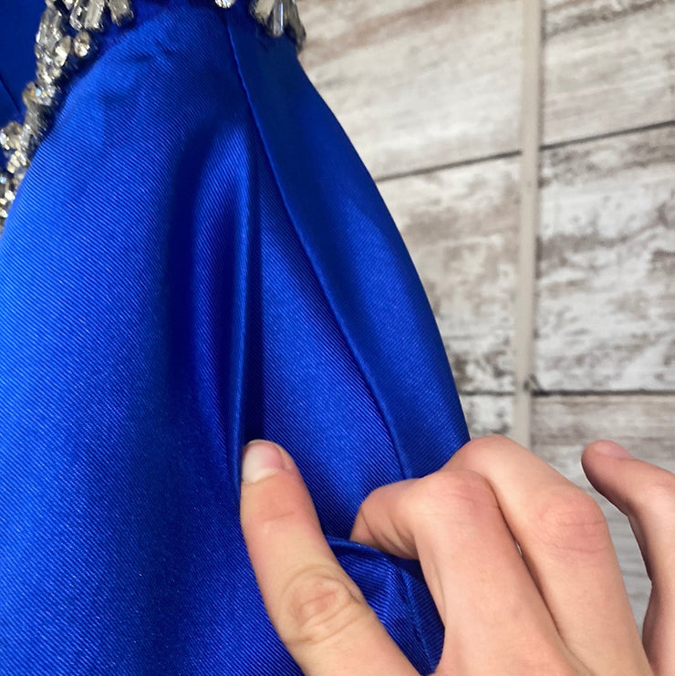 ROYAL BLUE A LINE GOWN