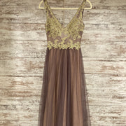 TAN/GOLD A LINE GOWN