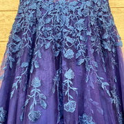 BLUE/PURPLE FLORAL A LINE GOWN