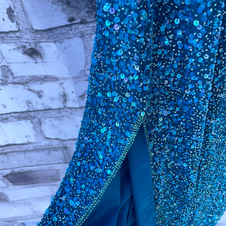 TURQUOISE LONG EVENING GOWN