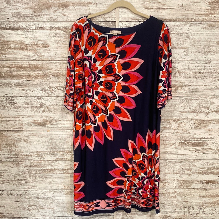 NAVY/PINK FLORAL SHORT DRESS