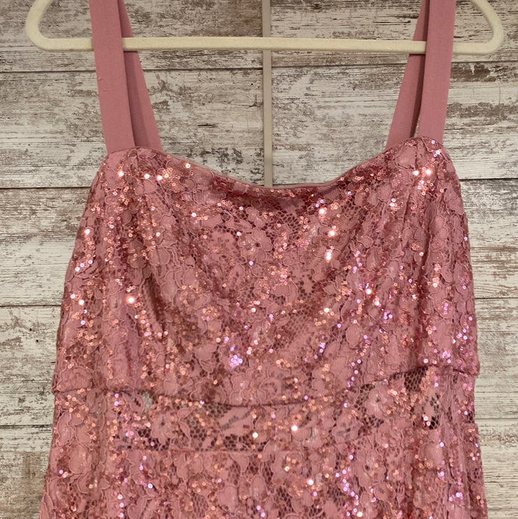 PINK LACE LONG EVENING GOWN