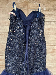 NAVY BEADED MERMAID GOWN