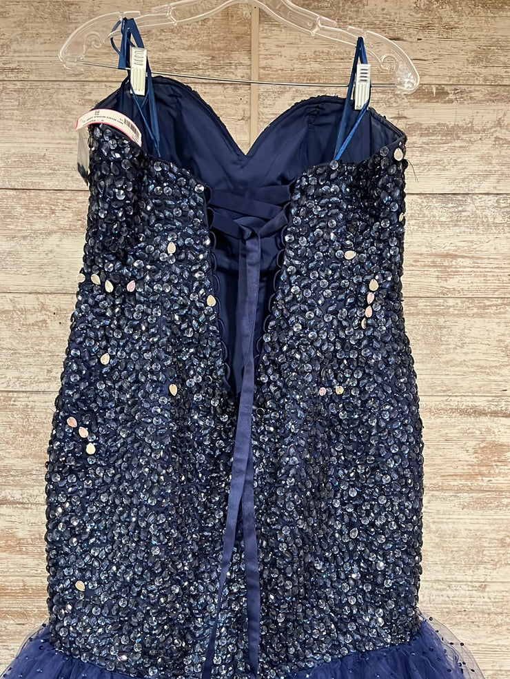 NAVY BEADED MERMAID GOWN