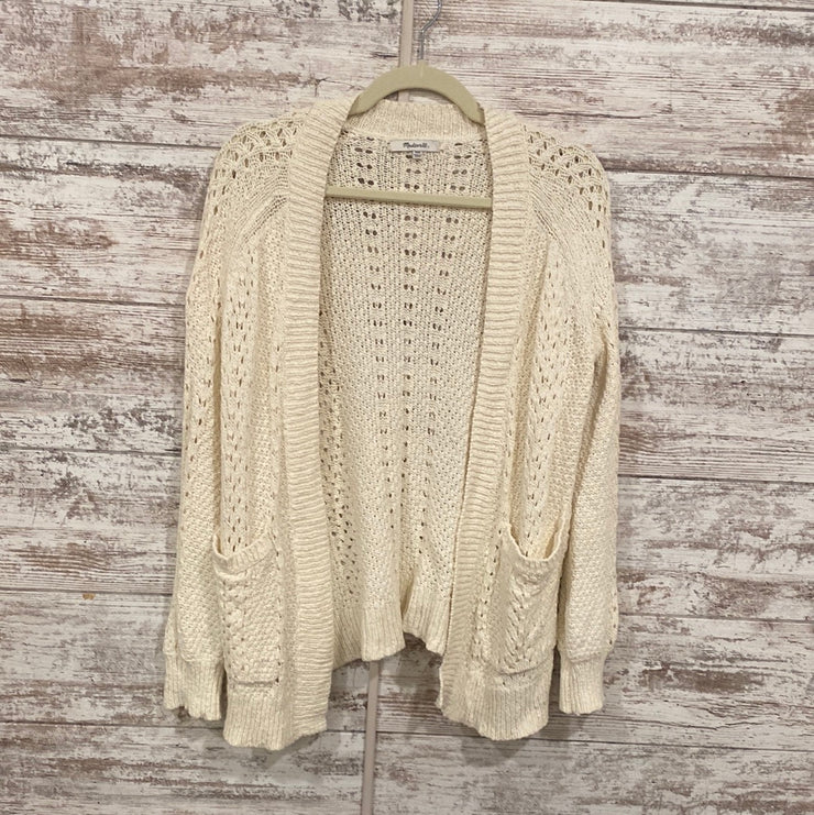 WHITE KNIT OPEN CARDIGAN