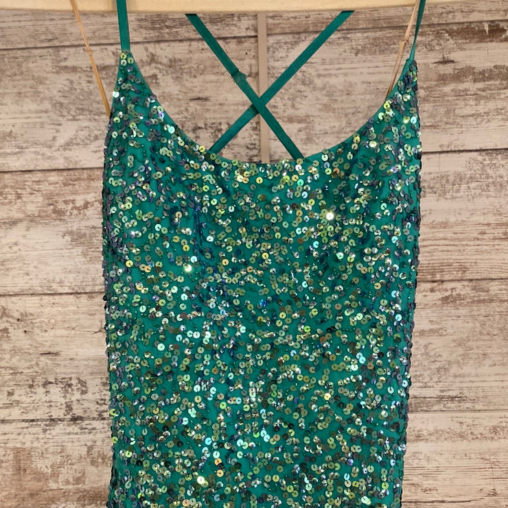 GREEN SEQUIN LONG DRESS