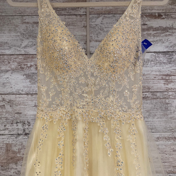 YELLOW/FLORAL A LINE GOWN