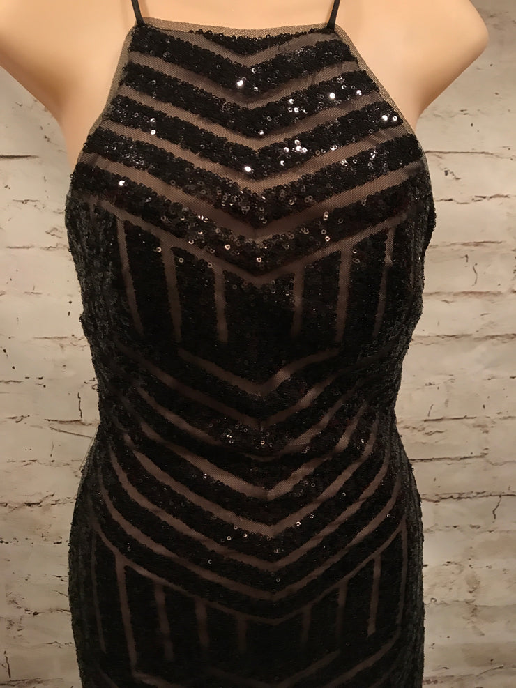 BLACK FULL SEQUIN LONG GOWN