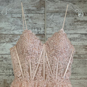 PINK/FLORAL A LINE GOWN