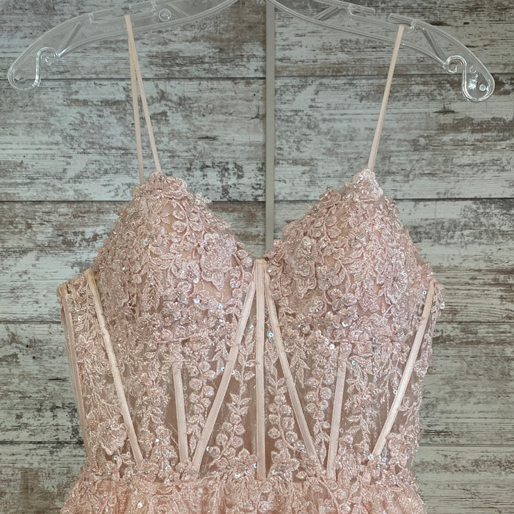 PINK/FLORAL A LINE GOWN