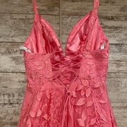 PINK/FLORAL A LINE GOWN