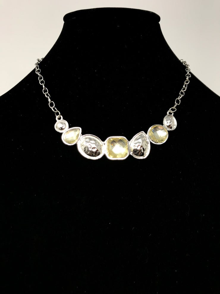 SILVER/YELLOW GEM NECKLACE