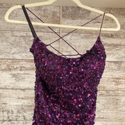 PURPLE FULL SEQUIN LONG DRESS