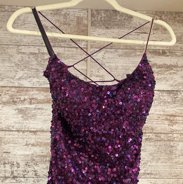 PURPLE FULL SEQUIN LONG DRESS
