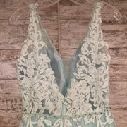 GREEN FLORAL A LINE GOWN