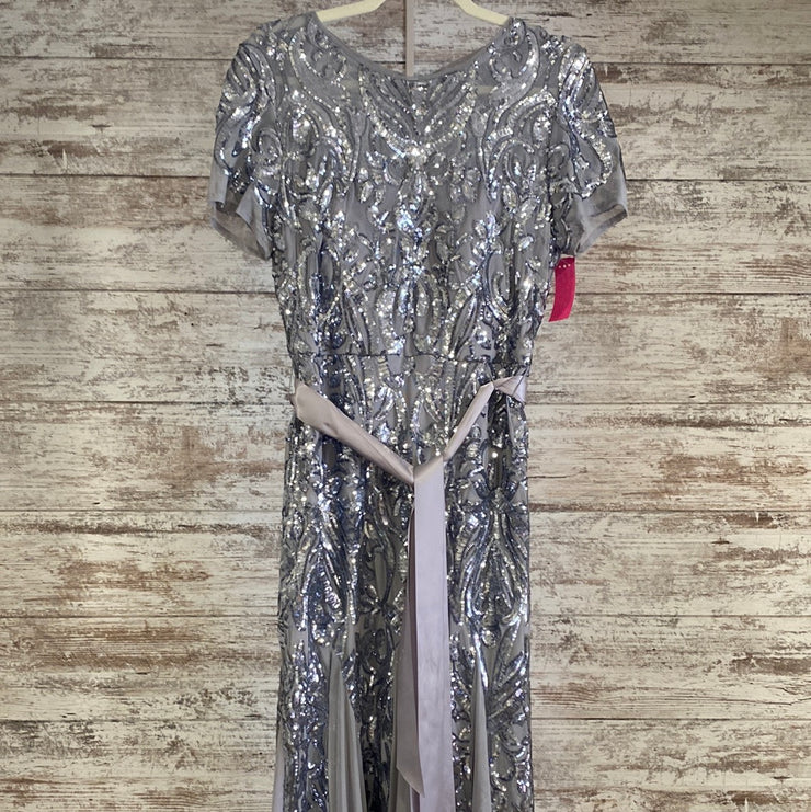 SILVER SEQUIN LONG DRESS