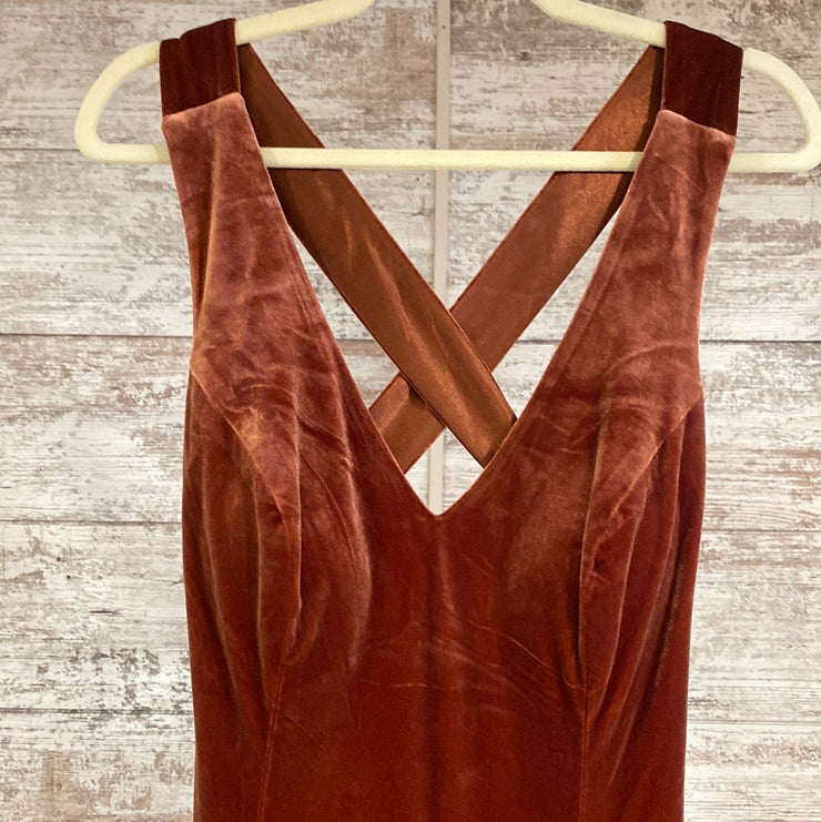 RUST COLORED VELOUR LONG DRESS