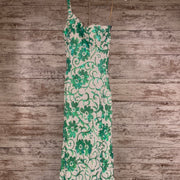 GREEN/WHITE LONG DRESS $850