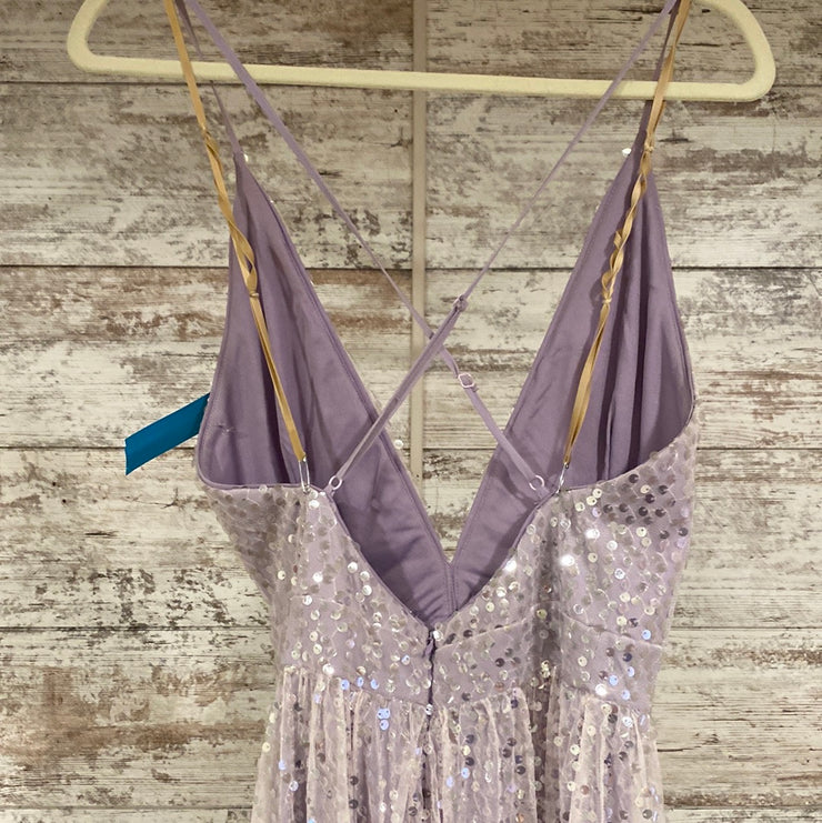 LAVENDER SEQUIN A LINE GOWN