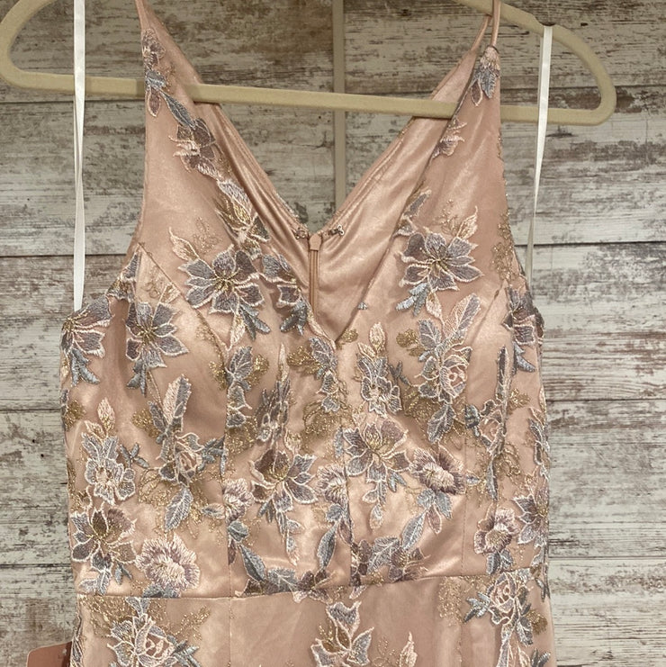 TAN/BLUSH FLORAL LONG GOWN-NEW