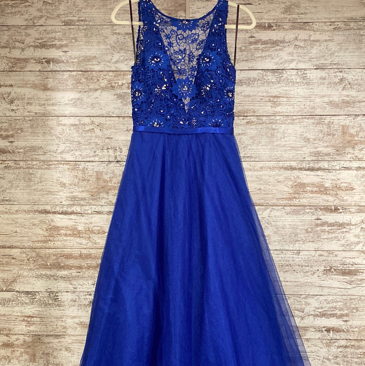 ROYAL BLUE A LINE GOWN