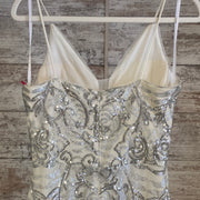 IVORY/SILVER LONG EVENING GOWN