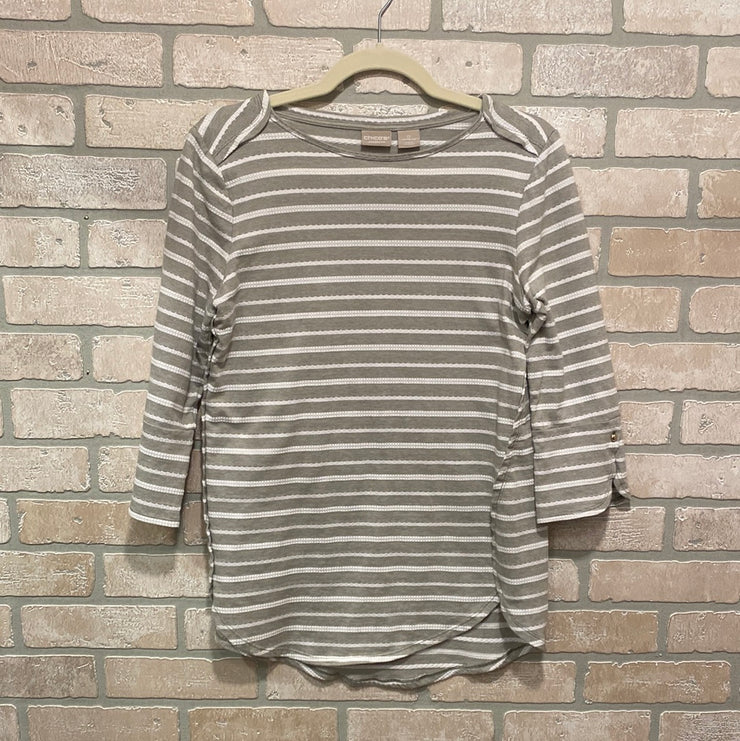 GREEN/WHITE LONG SLEEVE TOP