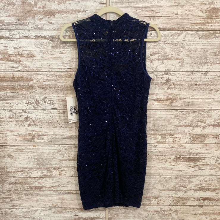 NAVY LACE SHORT DRESS