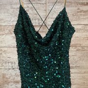 GREEN SPARKLY LONG DRESS