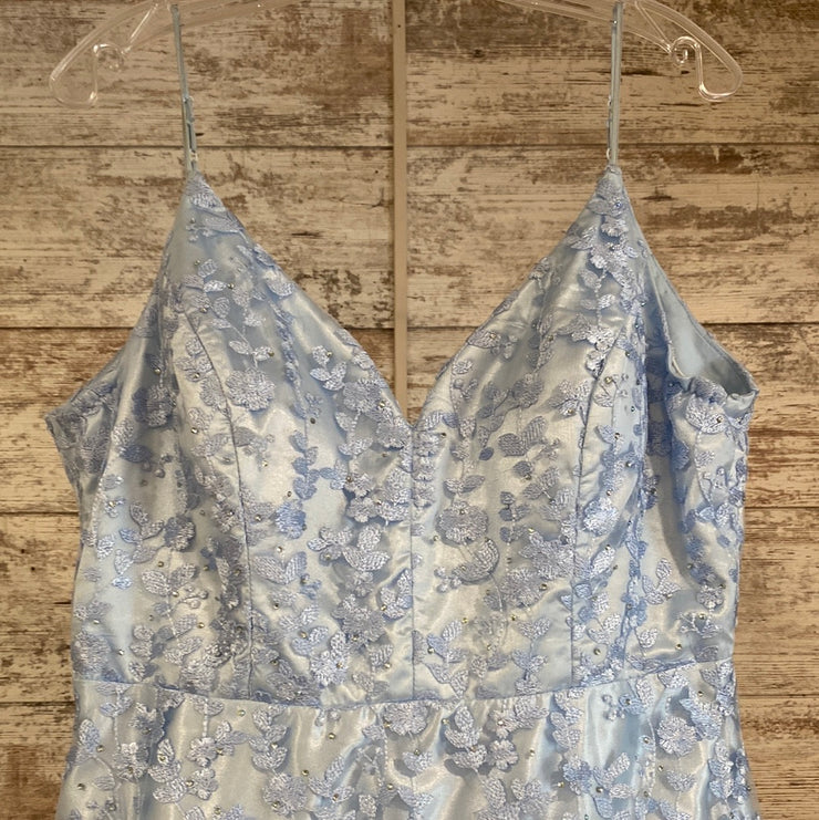 BLUE/FLORAL A LINE GOWN